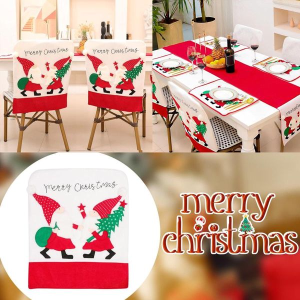Fundas para sillas Funda de cojín para banco Comedor de Navidad Hogar Cocina Fiesta festiva Decoración Rojo