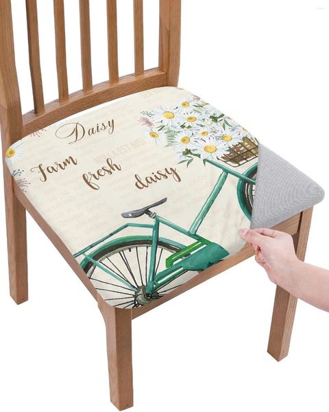 Couvre-chaise Bicycle Daisy Vintage Old Spaper Silat Cushion Stretch Dining Cover Covers for Home El Banquet Living Room