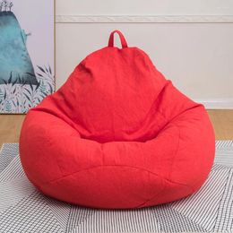 Stoelbedekkingen Big katoenen linnen zitzak Sofa Cover Corner Seat Lazy Bean Bag Salon Ottoman Puff Sac Relax Lounge Bank