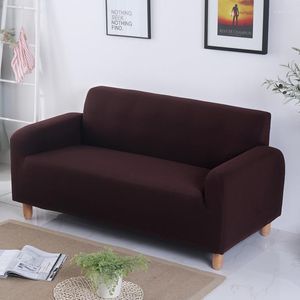 Housses de chaise grande élasticité housse de canapé extensible couleur unie pure canapé serré tout compris marron gris noir housse de lit