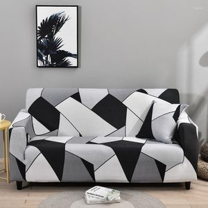 Stoelbedekkingen Zwart -wit geometrische bank bedklep spandex stretchdouble stoel voor woonkamer print