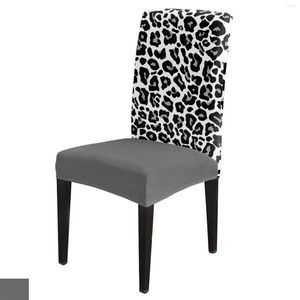 Housses de chaise noir et blanc peau de léopard Texture couverture salle à manger Spandex Stretch siège maison bureau décoration bureau étui ensemble