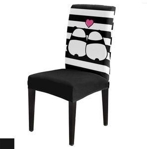 Housses de chaise Couvre-chaise à rayures noires et blanches Housse d'amant de panda Salle à manger Spandex Siège extensible Décoration de bureau à domicile Ensemble de bureau