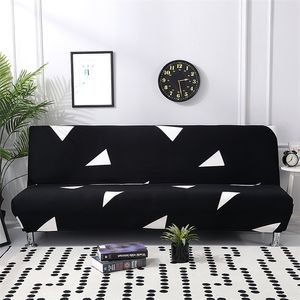 Housses de chaise noir géométrique pliant canapé-lit couverture s spandex stretchdouble siège glisse pour salon imprimer 220906