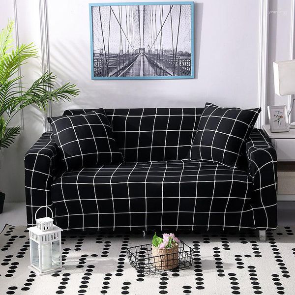 Cubiertas de silla Sofá con estampado negro para la sala de estar del sofá de la sala de estar es la forma del estiramiento elástico