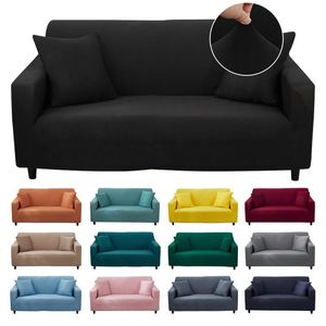 Housses de chaise housse de canapé de couleur unie noire pour salon Funda tout compris Polyester moderne élastique housse de canapé d'angle 45009Chair