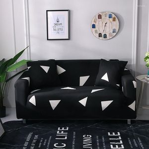 Stoelbedekkingen Black Triangle Patroon Elastische bank Cover Stretch All-Inclusive for Living Room Couch Loveseat Slipcovers