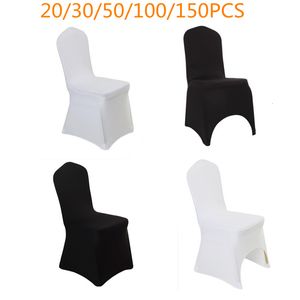 Couvre-chaise Noir Blanc 20 30 50 100pcs Universal Stretch Polyester Wedding Party Spandex Arch pour Banquet el Décoration 230727