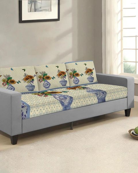 Silla cubre azul y blanco porcelana mariposa del asiento retro del asiento del asiento del asiento del sofá del sofá del sofá el estiramiento del trastorno remolcador extraíble