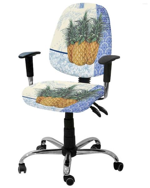 Cubierta de silla Blue y blanca Textura de porcelana Piine Elástica Tapa del sillón de sillón de sillón