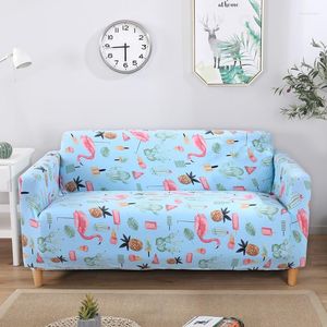 Stoelbedekkingen Blue Flamingo Sofa Cover Slipcovers Elastische Stretch Volledige bank Handige handdoek Single/Two/Three/Four-Seatfor Living Room