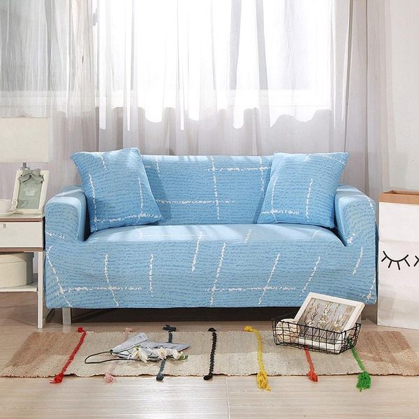 Fundas para sillas azul geometría elástica Universal sofá seccional funda para esquina de sofá fundas para muebles sillones decoración del hogar