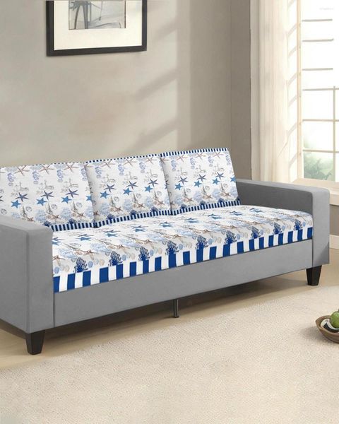 Housses de chaise bleu océan étoile de mer ancre coquille corail bateau siège housse de coussin canapé protecteur extensible lavable amovible housses