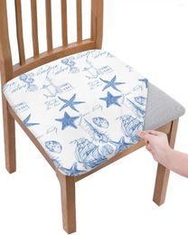 Couvre-chaise Blue Ocean Starfish Conch Seahorse Anchor Elastic Soutr Cover for Hlebcovers Home Protector Stretch