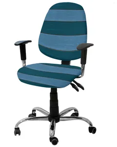 Couvre-chaise Blue Retro Wood Grain Rustic Elastic Failchair Computer Hover Stretch Rovible Office Office Slipver Split Sage