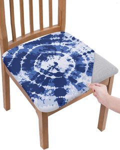 Couvre-chaise Blue Tie Dye Couvre-siège amovible Couvard Stretch Cushion pour chaises de cuisine Housse de Chais