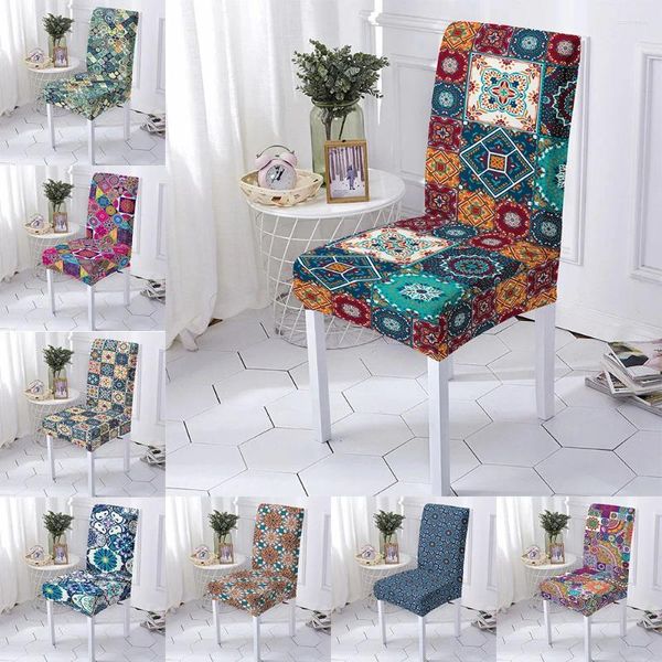 Couvre-chaise Bohemian Cover Match élastique Stretch Print Slebcovers Sandon Protector Base for Dining Room Kitchen Party El 1PC