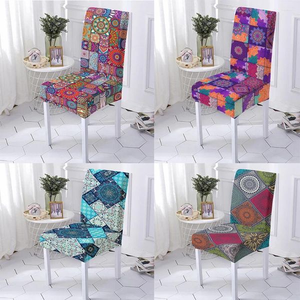 Couvre-chaise Bohemian Cover Mandala Imprimé Carie de siège en spandex pour la salle à manger Décor de banquet