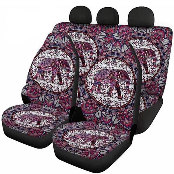 Housses de chaise Boho éléphant Tribal imprimé, ensemble de sièges de voiture universels, coussin de protection avant et arrière, convient à la plupart des décorations de voitures