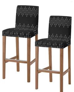 Couvre la chaise Boho Géométrique Rhombus Bar Bar Tabouret élastique Courte-ciel Souaces Protecteur pour la salle à manger à domicile