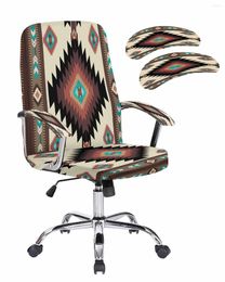 Couvre la chaise Brown Bohemian Géométrique Elastic Office Cover Gaming Computer Failchair Protector siège