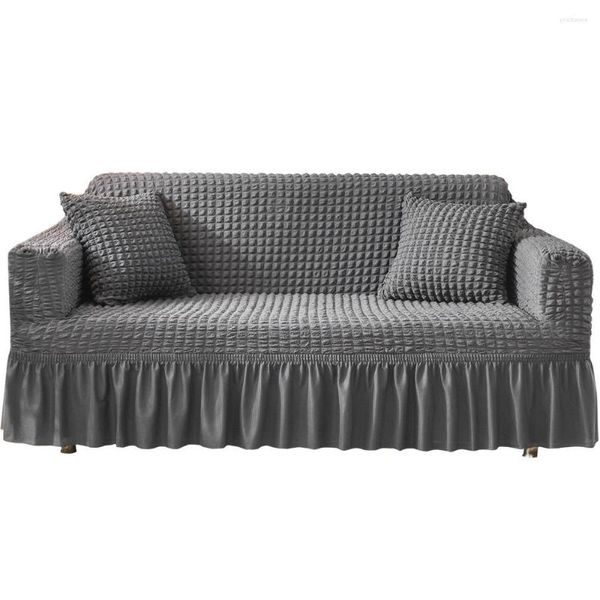 Housses de chaise Design bulle, ensemble de canapé pour salon, housse de canapé antidérapante, tissu en coton avec jupe en dentelle, housse de 1 à 4 places