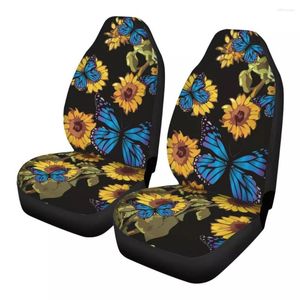 Stoelbedekkingen Auto -stoelhoes voor de meeste auto's SUV Truck Custom Sunflower Flower 3D Print Universal Front Protector Accessories Cushion Set