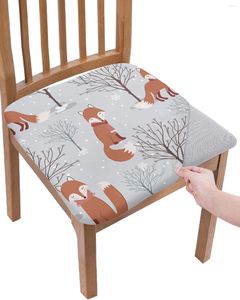 Couvre-chaise Branches de dessins animés Forest Snowage Cushion Stretch Dining Cover Covers for Home El Banquet Salon