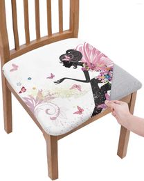 Couvre-chaise Carton Butterfly Flower Fairy Girl Pink White White Elastic Soutr Cover For Slebcovers Home Protector Stretch