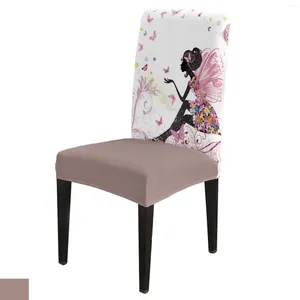 Couvre-chaise Cartoon Butterfly Flower Fair Girl Cover Dining Dining Room Banquet Wedding Party Elastic