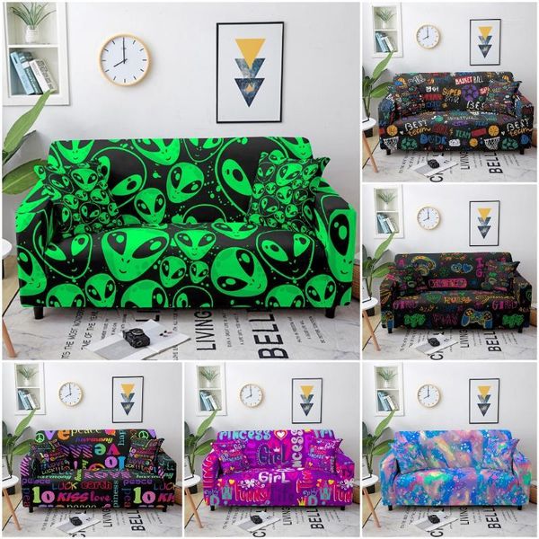 Fundas para sillas de dibujos animados Hippie, sofá para sala de estar, cubierta de esquina seccional, Funda elástica para sofá, Funda para sillón