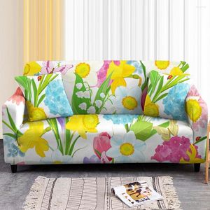 Housses de chaise housse de canapé élastique pour salon housse d'impression de fleurs combinaison extensible canapé sectionnel d'angle Fundas