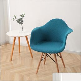 Stoelhoezen Stoel Ers 1Pc Polar Fleece Hoge Arm Er Voor Eames Stoelen Blauw Eetkamerstoelbeschermer Sliper Home El Drop Delivery Home Gard Dhaz6