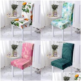 Chaise Couvre Chaise Ers Fleurs Peintes Cuisine Elfe Décoration De Noël Inclinable Er Spandex Table À Manger Bureau Drop Livraison Maison Gard Dhjl0