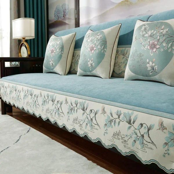 Housses de chaise Chenille Style chinois housse de canapé Jacquard tissu bord coussin salon décor quatre saisons universel anti-dérapant housse