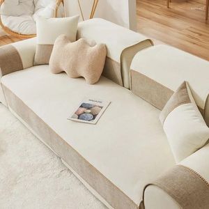 Stoelhoezen Chenille Fabric Sofa Cushion Soft Seat Linen Anti-Slip Back Cover Embroidery Universa LLiving Room Home Decor