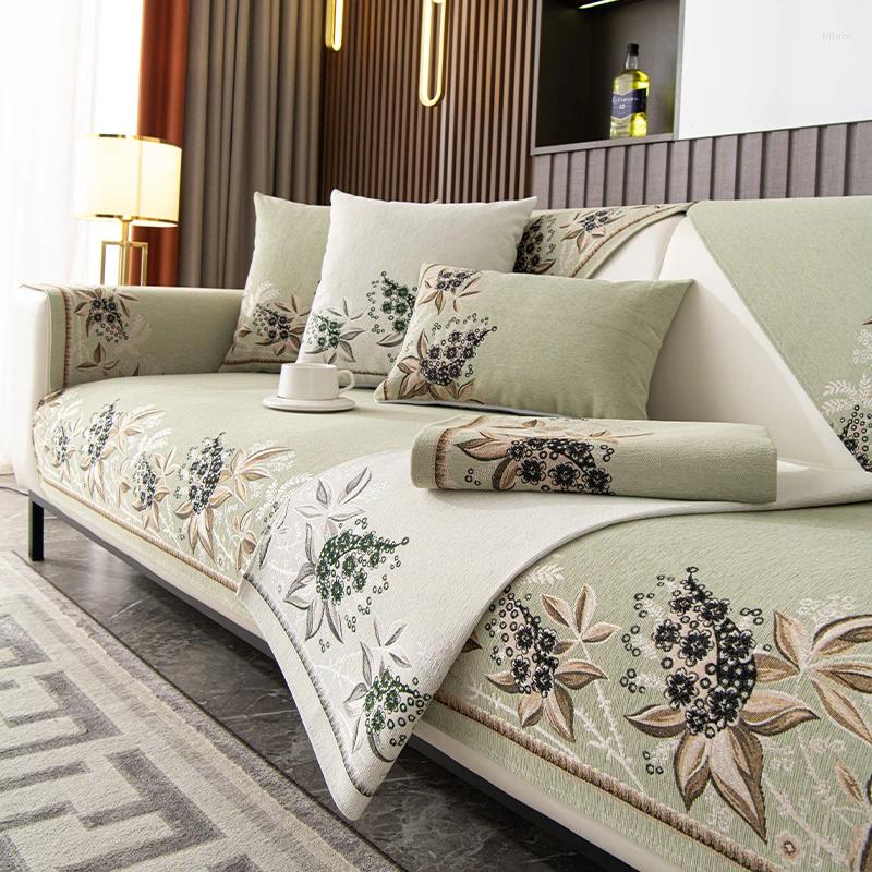 Stol täcker chenille soffa matta fyra säsonger universellt anti slip läder täcker all inclusive rygg tyghandduk