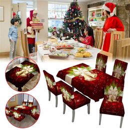 Fundas para sillas Navidad 3D estampado mantel Rectangular Picnic polvo mesa cubierta elástica banquete fiesta cojín Protector