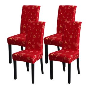 Stoelhoezen Kerstmis 6 PCS Set Kerstmis voor eetkamer Spandex Elastische Slipcover Housse de Chaise 221202