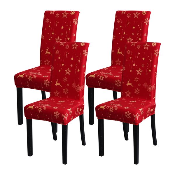 Fundas para sillas Navidad 6 piezas Set Navidad para comedor Spandex Funda elástica Housse de chaise 221104