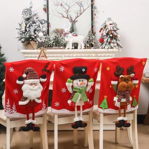 Couvre-chaise Couvre le dossier de Noël Set Santa Claus Year Dining Merry Party Family Kitchen Table Table Decoration
