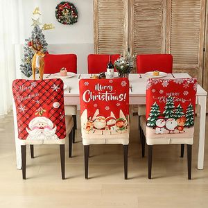Couvre-chaise Banquet de Noël caricature Carton de salle à manger Santa Decoration Souge de siège non tissé Party Party Home Decor Gift