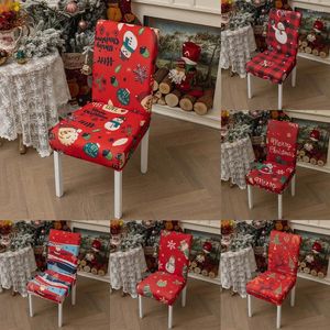 Sillas de silla Cubierta de Navidad Atrás impresa asiento elástico de la caja de textiles de texilia Estilo de decoración de polvo a prueba de polvo