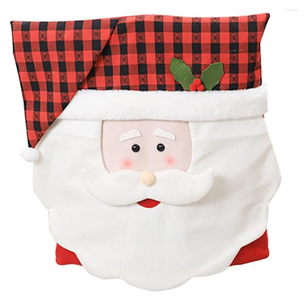 Cubiertas de silla Cubierta de Navidad Decoraciones de pareja Paño de tela escocesa lavable Mesa de cena para sillas