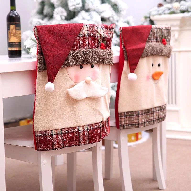 Couvre-chaise couvercle de Noël mignon en peluche Santa Claus Snowman noming