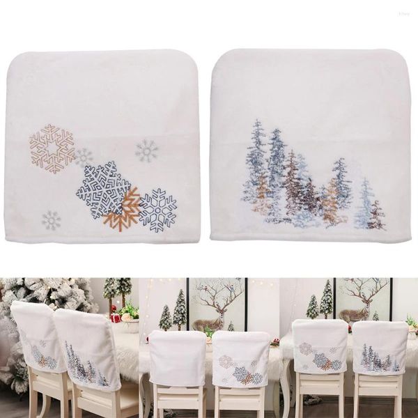 Couvre-chaise couvercle de Noël en tissu brossé élastique Snowflake Tree Kobe Up Prop