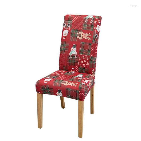 Cubiertas de silla Cubierta de Navidad Elástico Santa Claus Slipcover para cocina Impreso Muñeco de nieve Cojín de asiento elástico