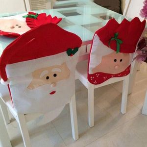 Chaise Couvre Couverture De Noël Rouge Père Noël Chapeau À Manger Pour L'année Joyeux Fête Maison Cuisine Table Décoration