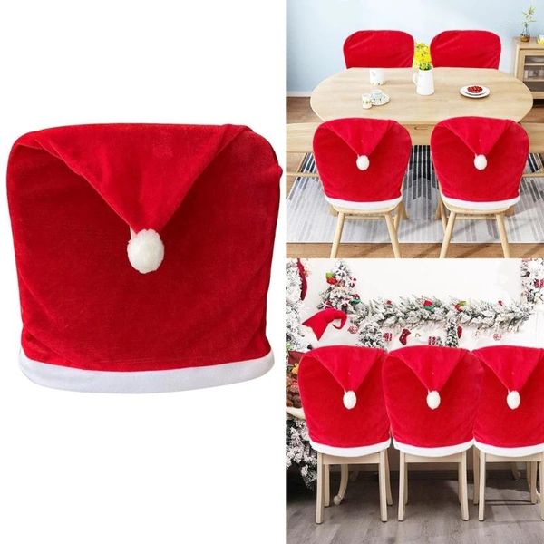 Cubiertas de sillas Cubierta de Navidad Sombrero rojo de Santa Comedor Volver para 2023 Año Fiesta Mesa de cocina Decoraciones para el hogar Dropship