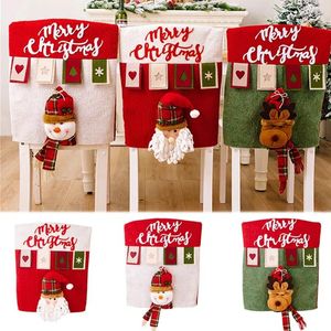 Cubiertas de silla portada de Navidad santa claus muñeco de nieve cena cena de Navidad para 2024 navidad para fiestas caseras de decoración de bricolaje suministros